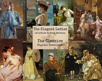 The Elegant Ladies - Digital Ephemera Classics, Digital Images, Vintage Art, Instant Download, Digital Paper, Digital Collage