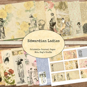 Edwardian Ladies Junk Journal Kit - Printable Journal, Vintage Images, Printable Paper, Art Journal, Printable Postcards