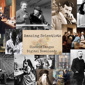 Amazing Scientists - Digital Ephemera Classics, Digital Images, Vintage Art, Instant Download, Digital Collage, Art Ephemera