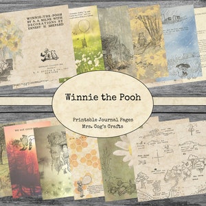 Winnie the Pooh Journal Pages - Paper Pack, Printable Journal Pages, Pooh Bear, Digital Journal, Vintage Images, Printable Paper
