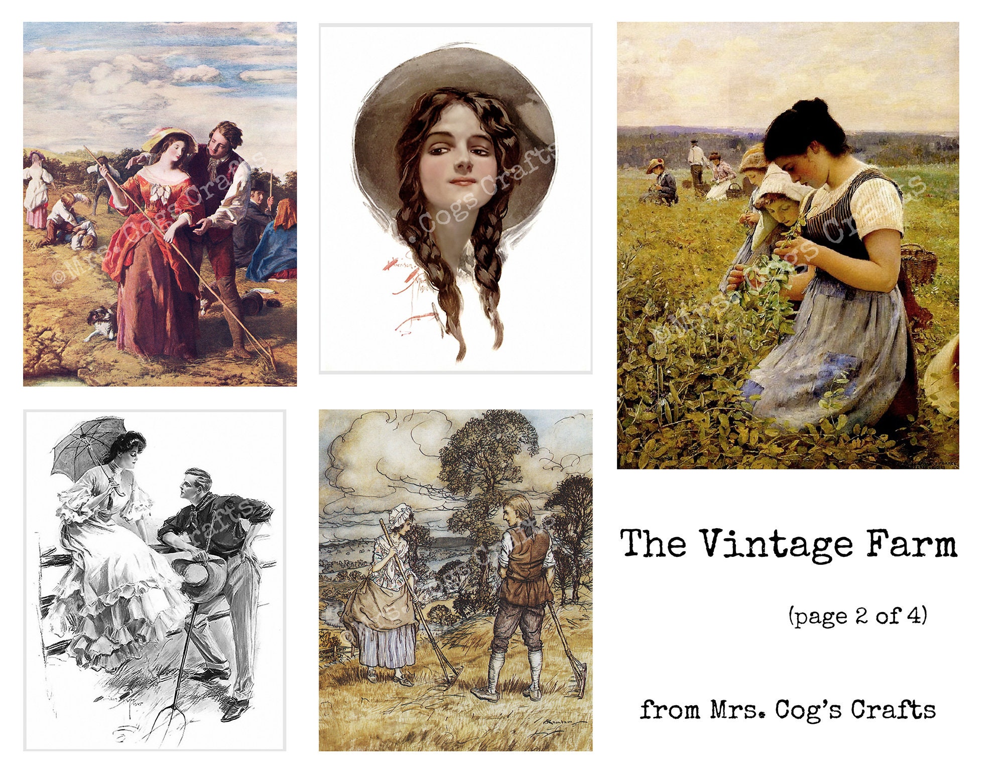 The Vintage Farm Printable Images Vintage Art Instant | Etsy