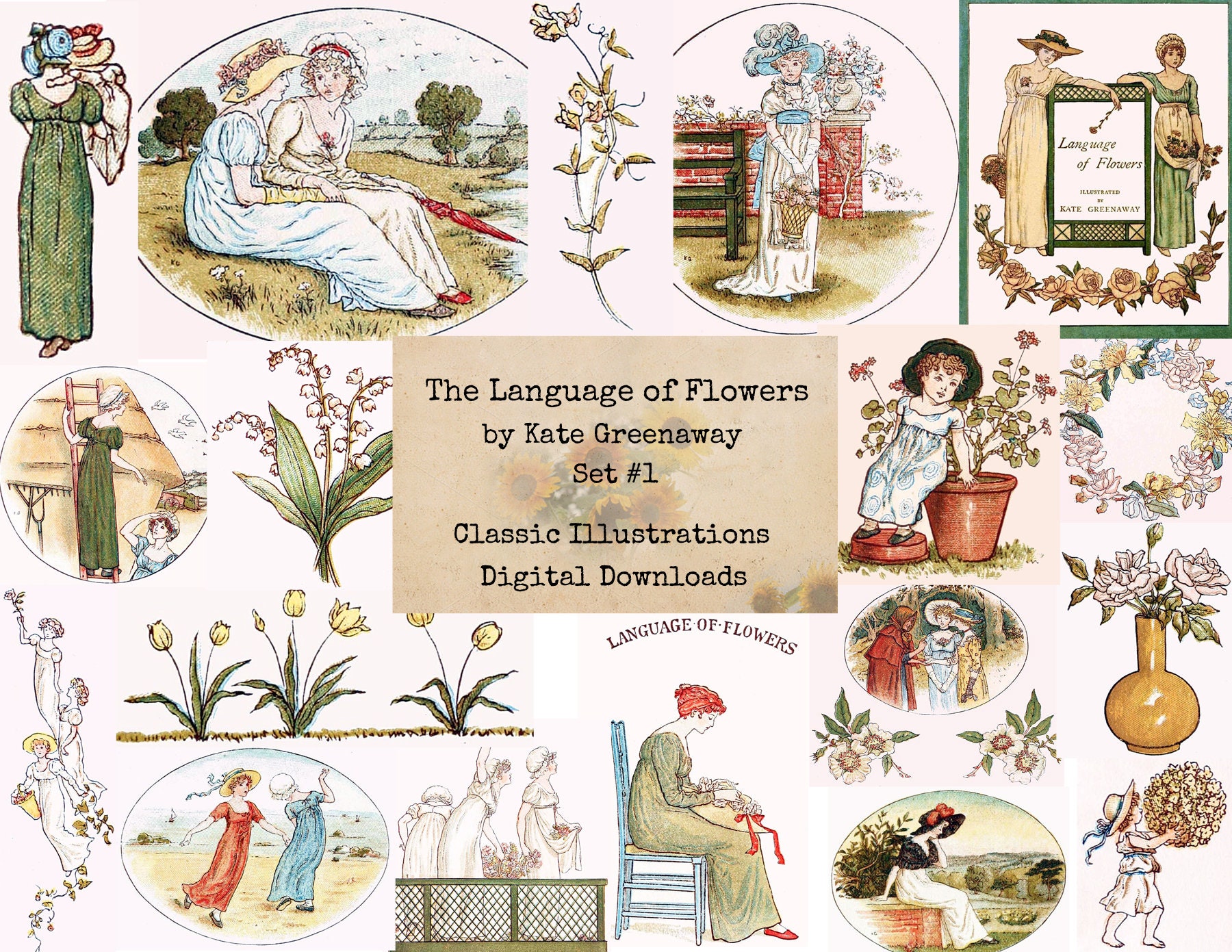 The Language of Flowers Set 1 by Kate Greenaway Digital Etsy