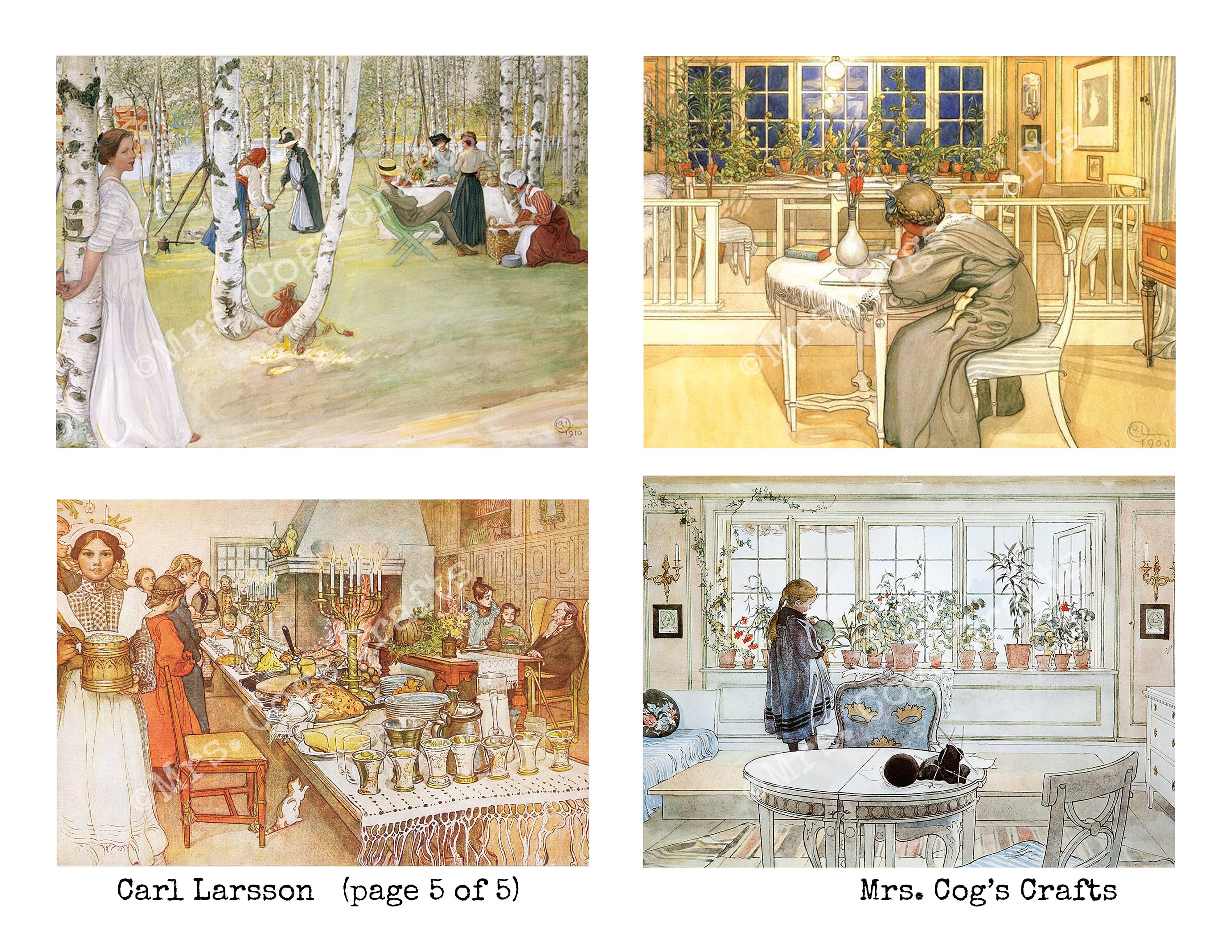 Carl Larsson - Printable Images, Digital Ephemera, Vintage Art