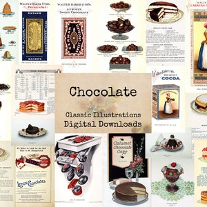 Chocolat - Digital Ephemera Classics, Printable Images, Vintage Art, Instant Download, Digital Collage, Art Ephemera