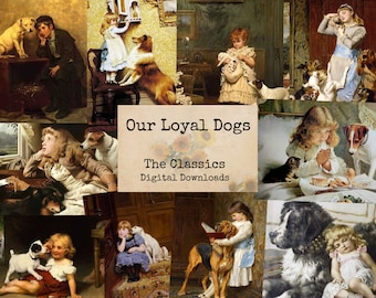Our Loyal Dogs - Dog Images, Printable Images, Vintage Art, Instant Download, Digital Paper, Digital Collage