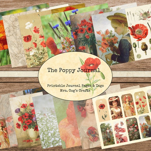 The Poppy Journal Printable Journal Vintage Images Etsy