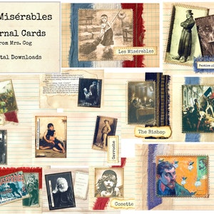 Les Misérables Journal Cards - Digital Images, Printable Index Cards, Instant Download, Digital Collage, Altered Cards, Index Cards, Les Mis