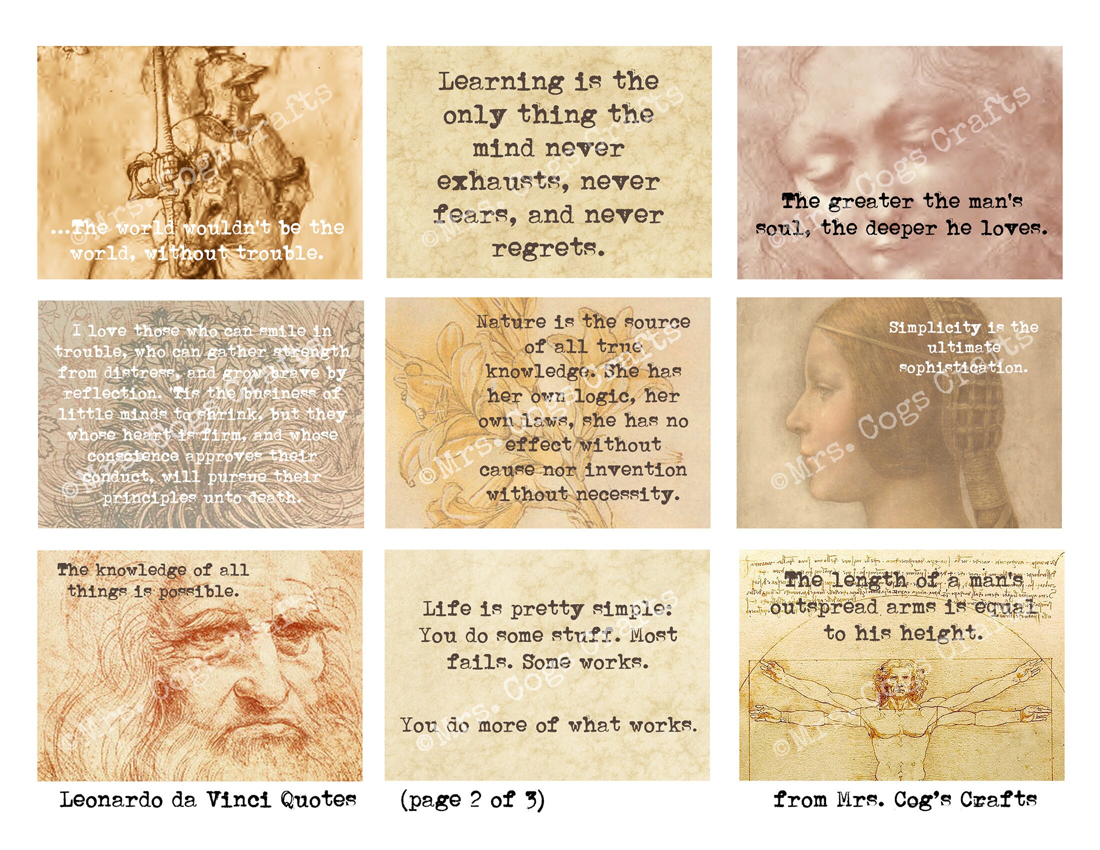 Leonardo Da Vinci Printable Quotes Journal Prompts - Etsy