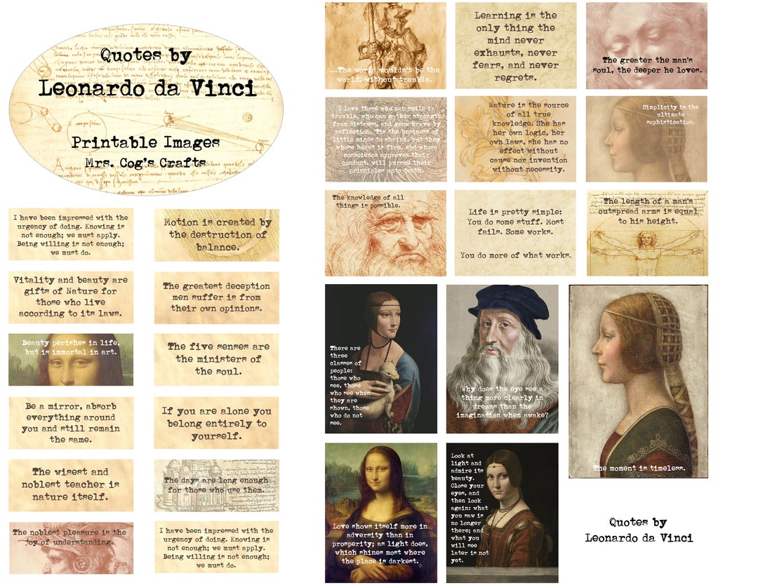 Leonardo Da Vinci - Printable Quotes, Journal Prompts, Printable Words ...