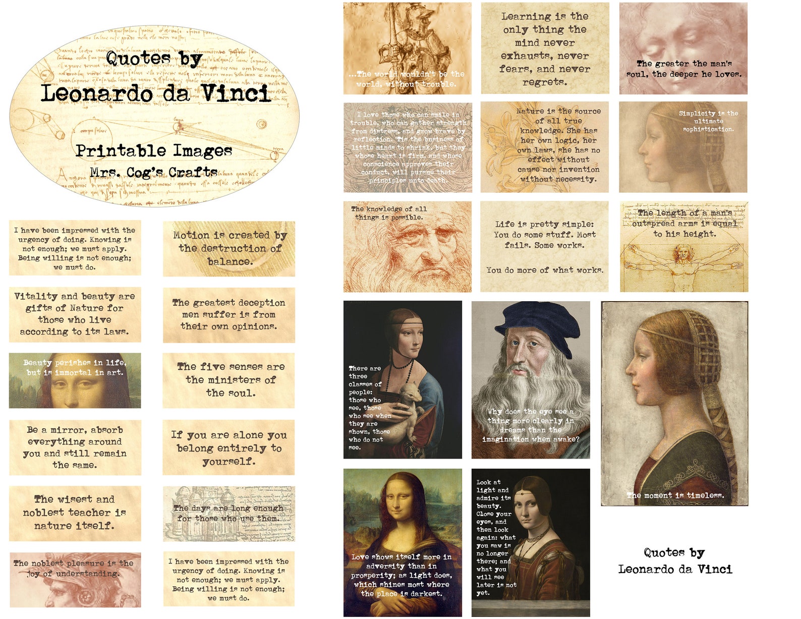 Leonardo Da Vinci Printable Quotes Journal Prompts - Etsy