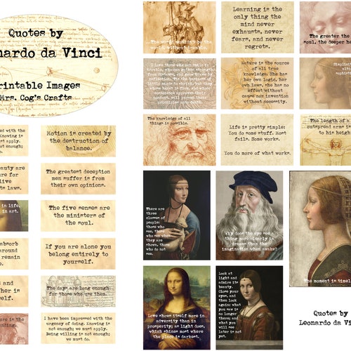 Leonardo Da Vinci Set 2 Printable Images Ephemera - Etsy