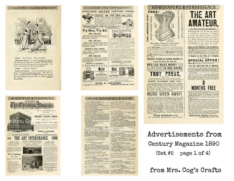 Century Magazine Ads 1890 Set #2 - Digital Ephemera Classics, Digital ...