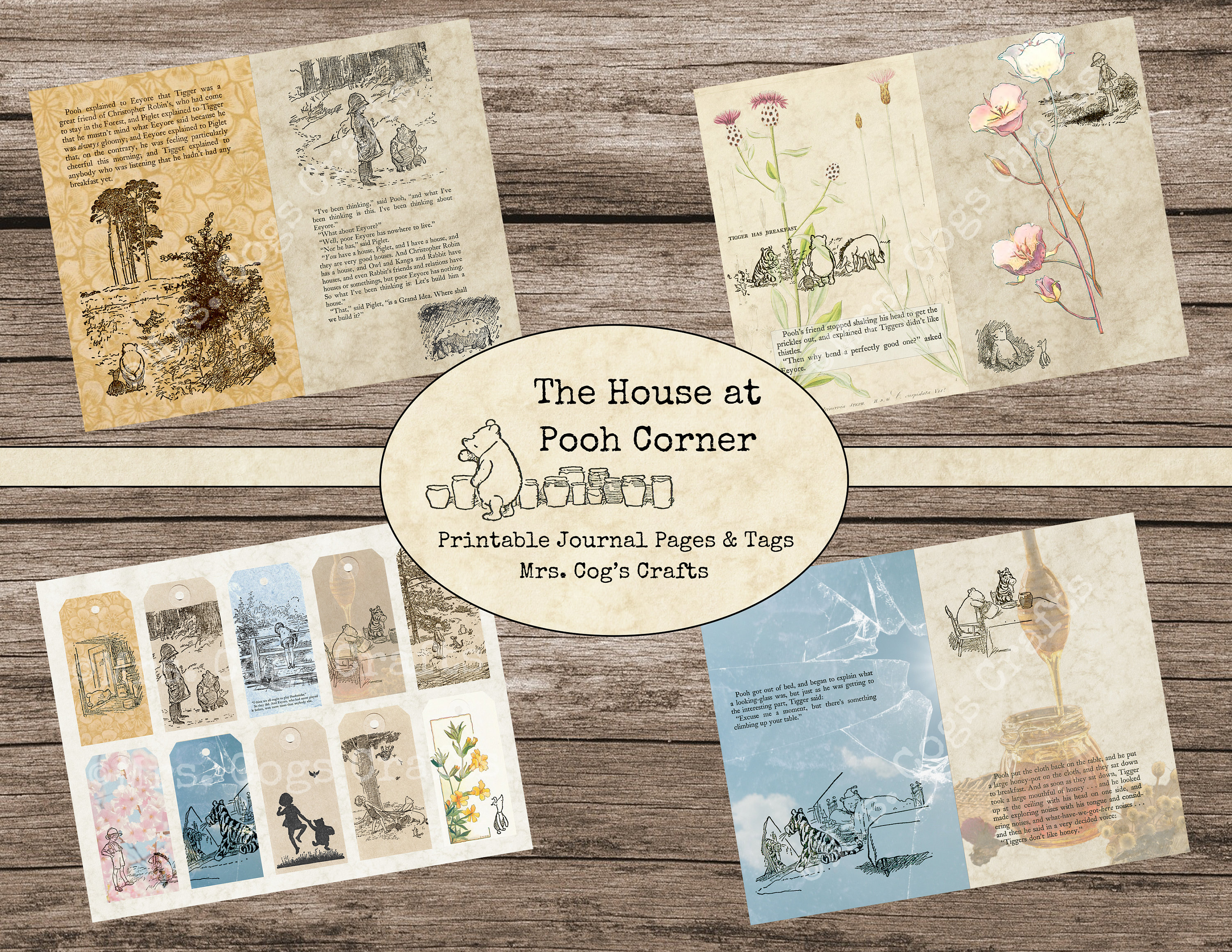 The House at Pooh Corner Journal Pages - Paper Pack, Printable Journal ...