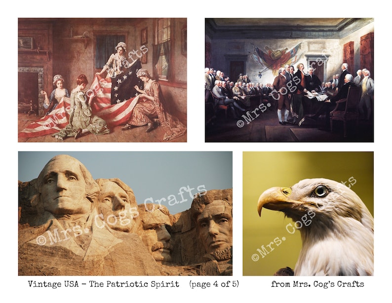 Vintage USA Patriotic Spirit Druckbare Bilder, alte Buchseiten, Ephemera, Vintage Kunst, Instant Download, Digitale Collage, Juli 4, Flaggen Bild 5