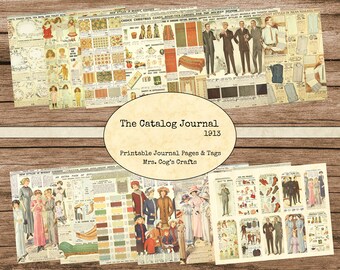 1913 Catalog Junk Journal Kit - Printable Journal, Vintage Images, Printable Paper, Art Journal, Printable Tags