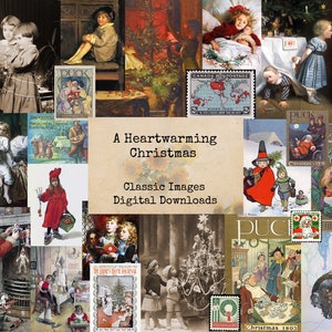 A Heartwarming Christmas - Ephemera Classics, Printable Images, Vintage Art, Instant Download, Digital Collage, Christmas Ephemera