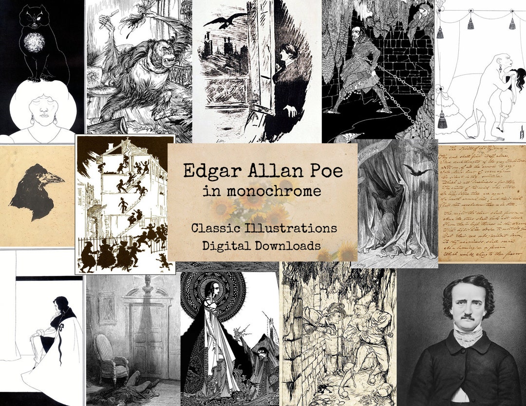 Edgar Allan Poe In Monochrome Digital Ephemera Classics Digital Il 1080xN.1811051910 179f