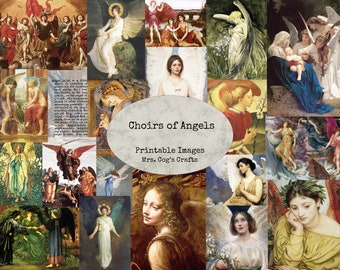 Choirs of Angels - Printable Images, Digital Ephemera, Vintage Art, Instant Download, Digital Paper, Digital Collage, Angelic Images
