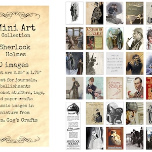 Mini Art - Sherlock Holmes - Printable Images, Digital Download, Miniature Images, Ephemera, Vintage Images, Embellishments, Baker Street