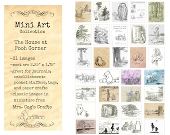 Mini Art - The House at Pooh Corner - Printable Images, Digital Download, Miniature Images, Ephemera, Vintage Images, Winnie the Pooh