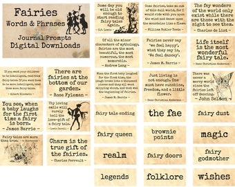 Fairies - Words & Phrases -  Journal Prompts, Printable Words, Instant Download, Digital Collage, Art Ephemera, Printable Quotes