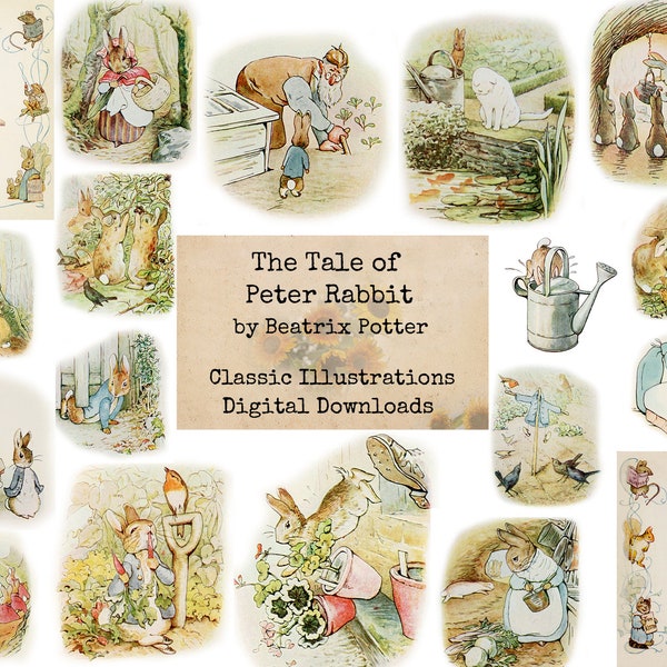 The Tale of Peter Rabbit, par Beatrix Potter - Ephemera Classics, Images imprimables, Art vintage, Collage numérique, Art éphémère, Pages de livre