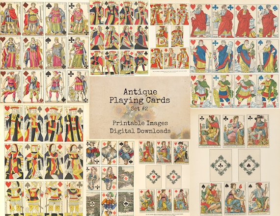 Antique Playing Cards Set 2 Printable Images Instant | Etsy