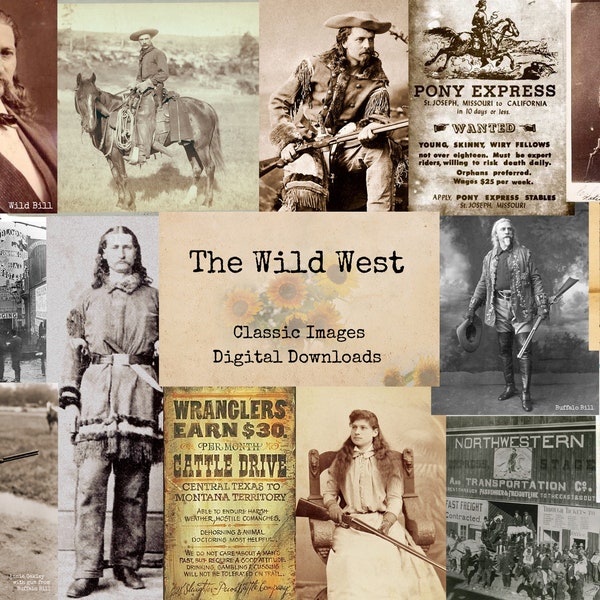 The Wild West - Digital Ephemera, Digital Images, Vintage Photos, Instant Download, Digital Collage, Art Ephemera