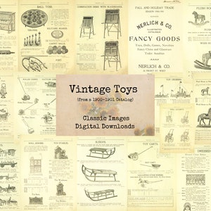 Vintage Toys (1900) - Printable images, Digital pages, Vintage Sewing, Instant Download, Digital Collage, Ephemera, Antique, Toy Catalog
