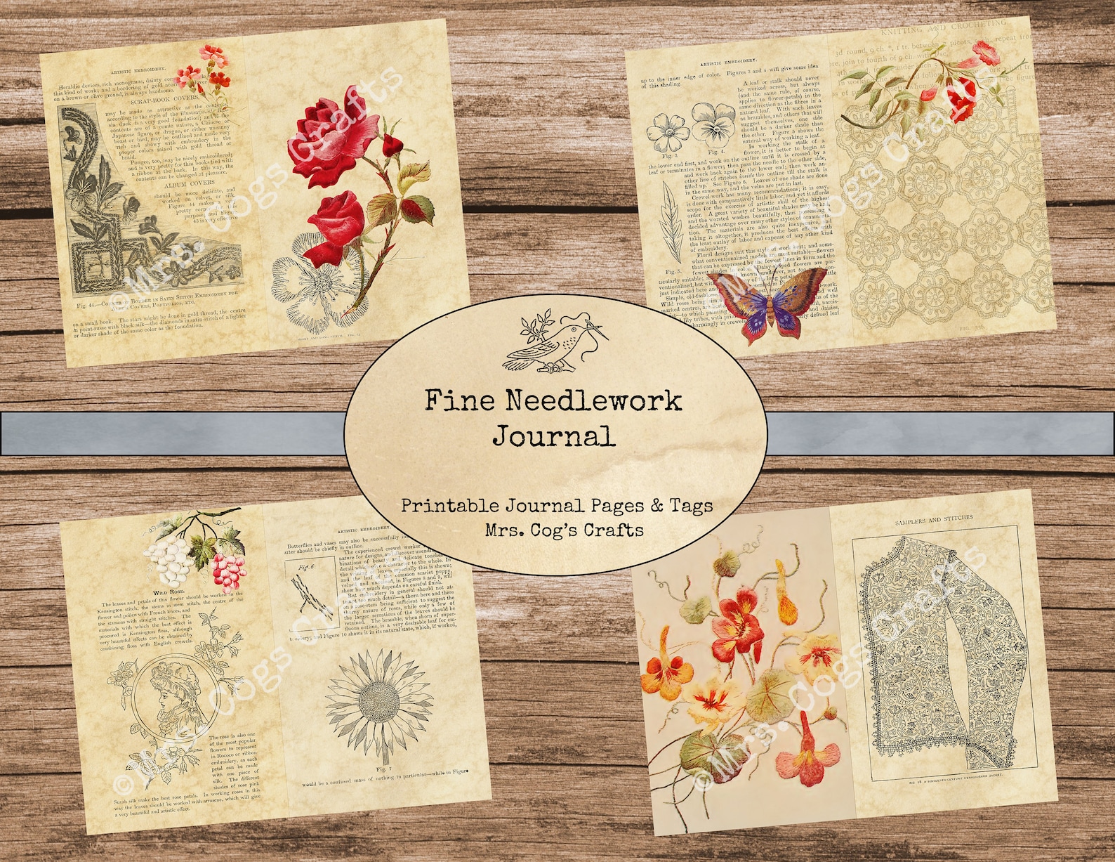 Fine Needlework Junk Journal Kit Printable Journal Etsy