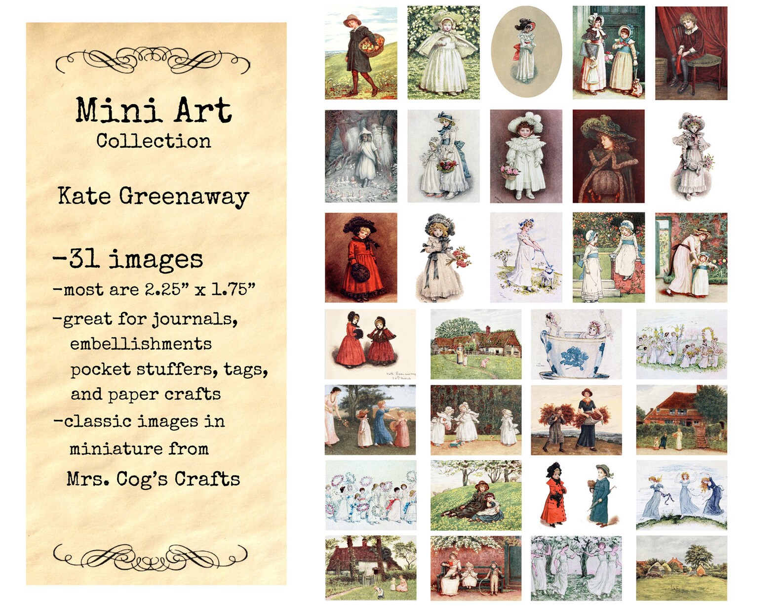 Mini Art Kate Greenaway Printable Images Digital Download | Etsy