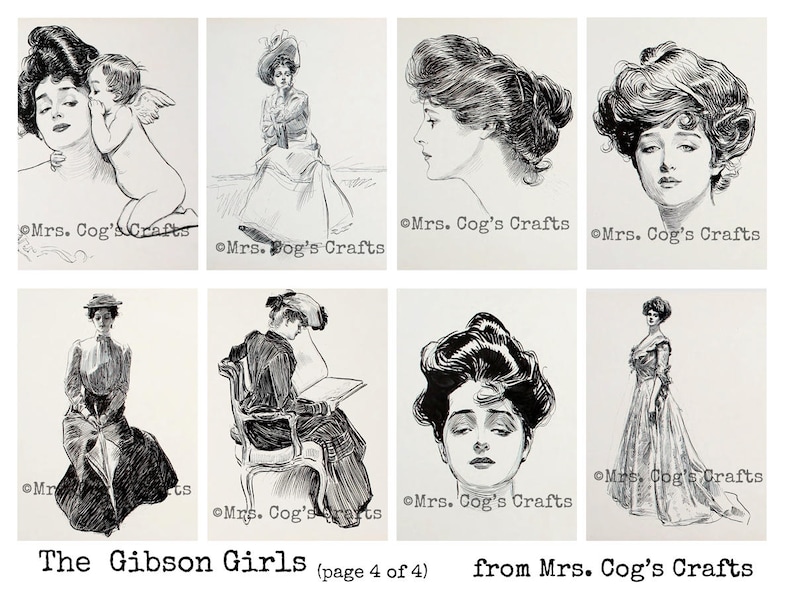 The Gibson Girls by Charles Dana Gibson, Digital Ephemera Classics, Printable Images, Vintage Art, Digital Art, Instant Download image 5
