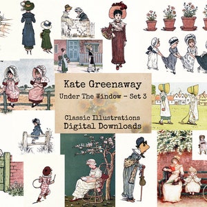 Kate Greenaway - Under the Window Set 3, Digital Ephemera Classics, Digital Images, Vintage Art, Instant Download, Digital Collage