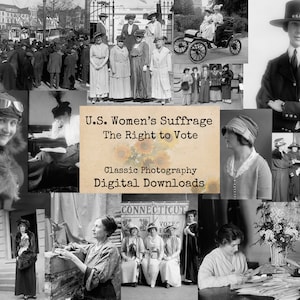 U.S. Women&#39;s Suffrage - The Right to Vote, Digital Ephemera, Digital Images, Vintage Photos, Instant Download, Digital Collage