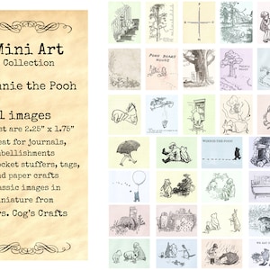 Mini Art - Winnie the Pooh - Images imprimables, Téléchargement numérique, Images miniatures, Éphémère, Images vintage, Embellissements, Ourson Ours