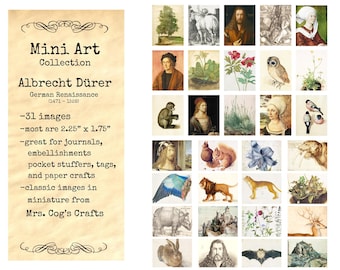 Mini Art - Albrecht Dürer - Printable Images, Digital Download, Miniature Images, Vintage Images, Embellishments, German Renaissance