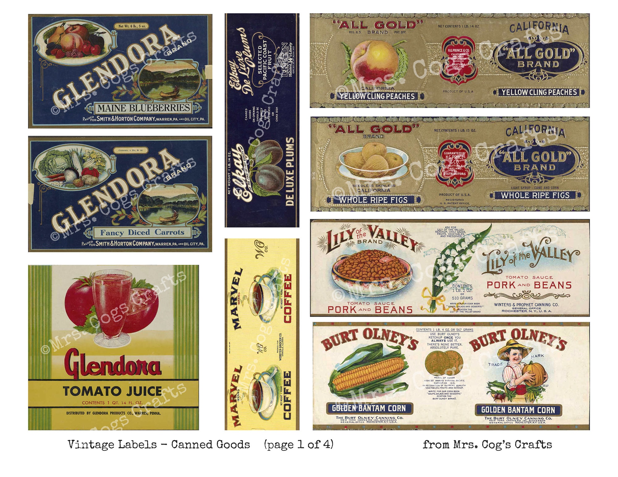 Vintage Labels Canned Goods Ephemera Printable Images - Etsy