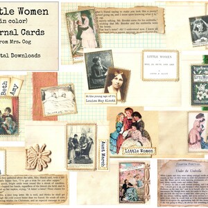 Little Women in Color Journal Cards - Immagini digitali, schede indice stampabili, download istantaneo, collage digitale, schede alterate, schede indice