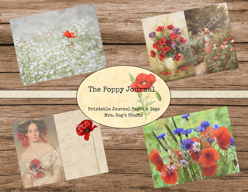 The Poppy Journal Printable Journal Vintage Images Etsy
