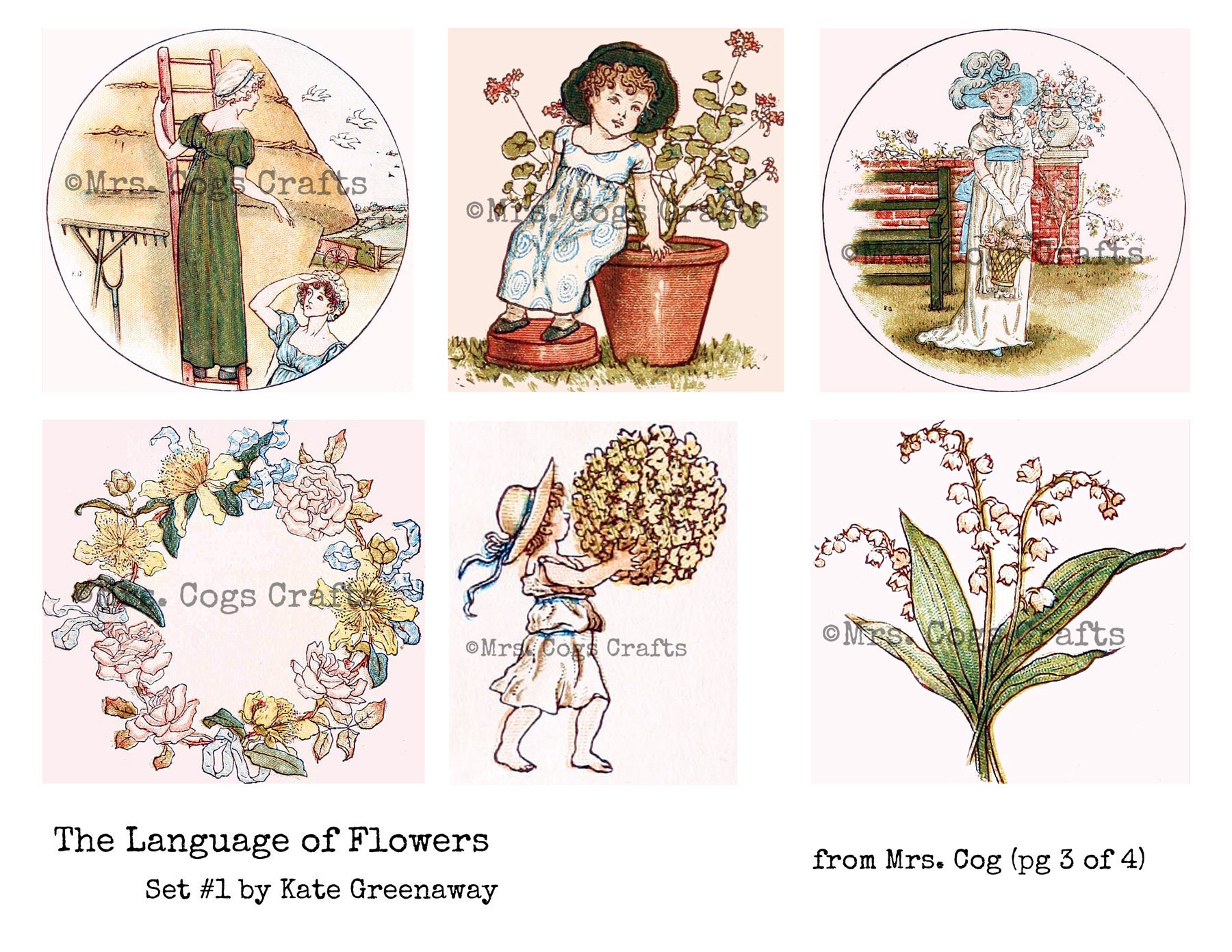 The Language of Flowers Set 1 by Kate Greenaway Digital Etsy
