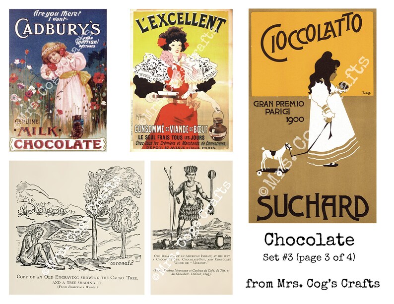 Chocolate Set 3 Digital Ephemera Classics Printable - Etsy