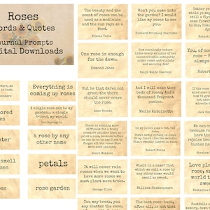 Roses - Words & Quotes -  Journal Prompts, Printable Words, Instant Download, Digital Collage, Printable Quotes