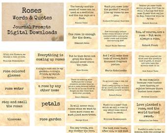 Roses - Words & Quotes -  Journal Prompts, Printable Words, Instant Download, Digital Collage, Printable Quotes