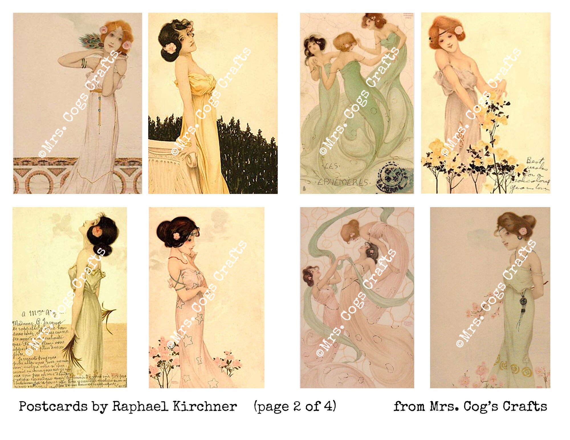 Postcards by Raphael Kirchner - Ephemera Classics, Printable