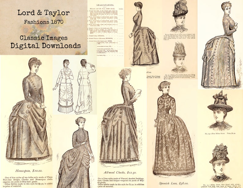 Lord & Taylor 1870 Printable Images Vintage Dresses - Etsy
