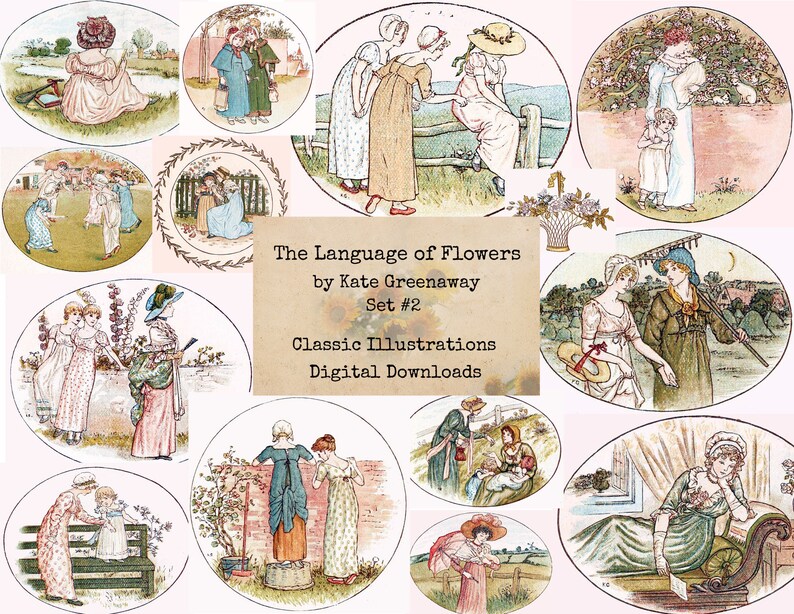The Language of Flowers Set 2 by Kate Greenaway Digital Etsy 日本
