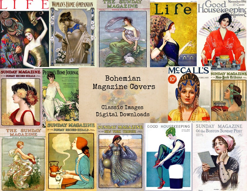 Bohemian Magazine Covers Printable Images Ephemera Vintage Etsy
