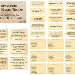 Dankbaarheid en dankzegging Woorden & citaten - Journal Prompts, afdrukbare woorden, Instant Download, Art Ephemera, afdrukbare citaten