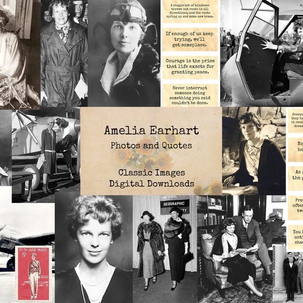 Amelia Earhart -  Printable Images, Vintage Art, Instant Download, Digital Collage, Ephemera Classics, Digital Images, Vintage Photos