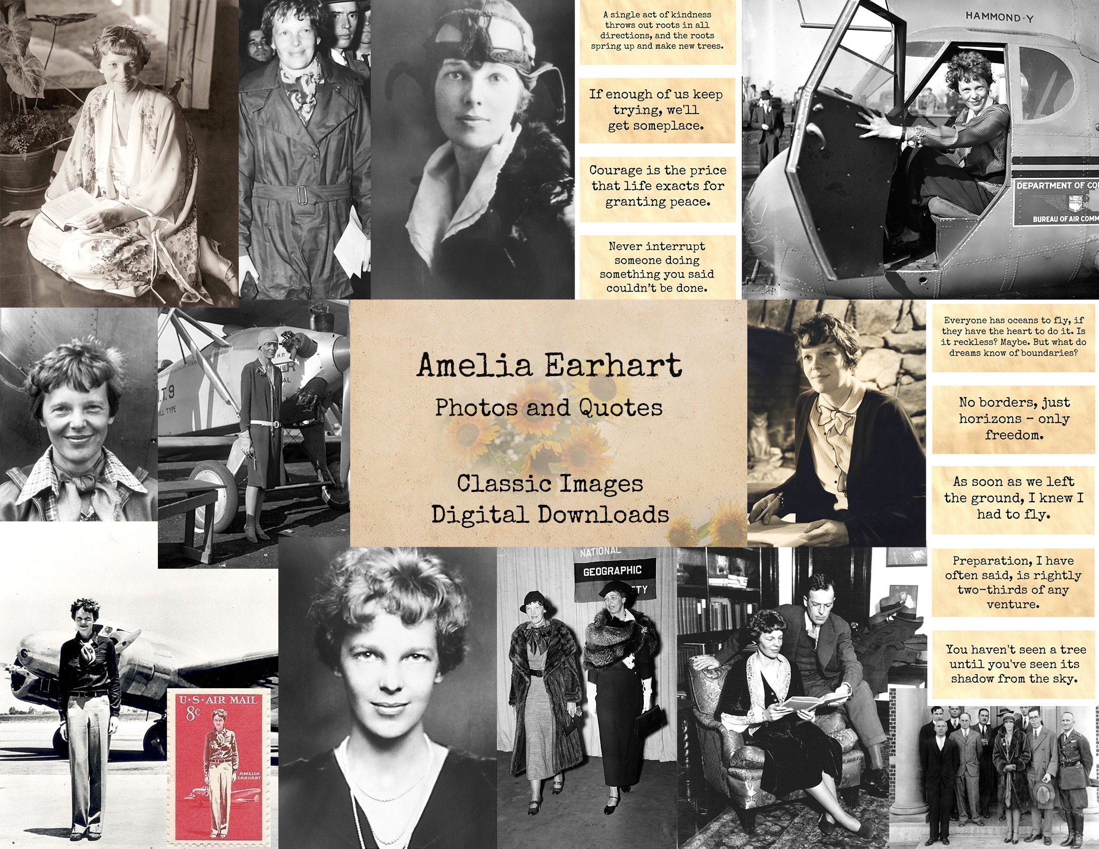 Amelia Earhart Printable Images Vintage Art Instant | Etsy